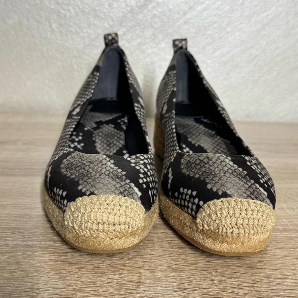 Tory Burch Jute Women 8 Snack Heather Espadrille Wedge Ballet Skimmer Shoes